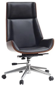 Poltrona da ufficio design legno scuro e nero CURVED