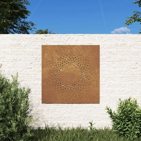 Decorazione muro da giardino 55x55 cm sole in acciaio corten