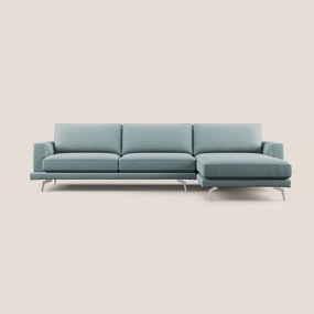 Dorian divano moderno angolare con penisola in tessuto morbido antimacchia T05 carta da zucchero 268 cm Destro