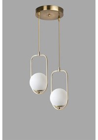 Lampadario bianco/dorato con paralume in vetro ø 25 cm Ahu – Opviq lights