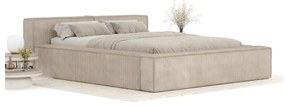 Letto matrimoniale imbottito beige con contenitore e rete inclusi 180x200 cm Voliera – Maison de Rêve