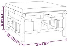 Set Salotto da Giardino 4pz con Cuscini Grigio Scuro Bambù