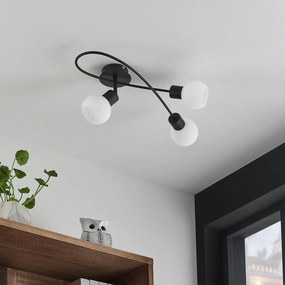 Lindby plafoniera Elaina, 54 cm, a 3 luci, nero/bianco, E14