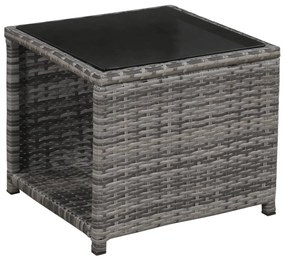 Set da Bistrot 3 pz con Cuscini in Polyrattan Grigio