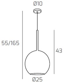 Sospensione Contemporanea Future Metallo Cromo Vetro Rame 1 Luce E27 D.25Cm