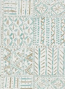 Tapete Cloisters von Nina Campbell - Aqua/ Taupe