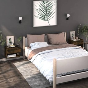 Comodini A Muro 2 Pz Rovere Fumo /