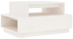 Tavolino da salotto bianco 80x55x40,5 cm legno massello di pino