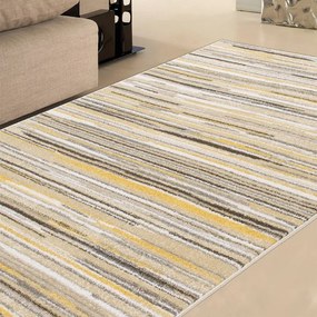 Tappeto Soave Rigato geometrico crema e giallo, L 190 x L 133 cm