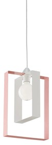 Sospensione Moderna Duplo 1 Luce Ferro Laccato Bianco E Rosa