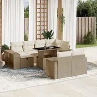 Set Divani da Giardino 11 pz con Cuscini Beige in Polyrattan 3276504