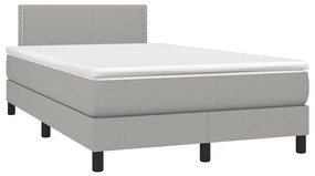 Letto a molle materasso e led grigio chiaro 120x190 cm tessuto