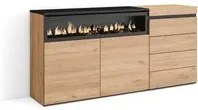 Credenza, 135x57x75 cm, Camera da letto, stanza, Camino elettrico, Cassettiera, Rovere , RF3410