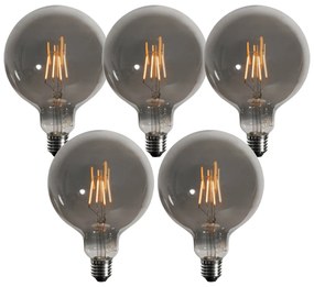 Set di 5 Lampadina LED dimmerabile a 3 livelli E27 vetro fumé G125 4W 450lm 1900K