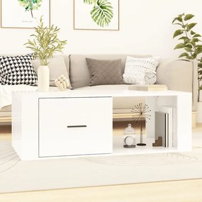 Tavolino Salotto Bianco Lucido 100x50,5x35 Cm Legno Multistrato /