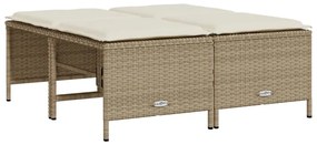 Set divano da giardino 5 pz con cuscini beige in polyrattan