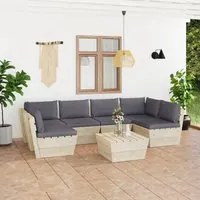 Set Divani da Giardino su Pallet 7 pz con Cuscini Legno Abete cod mxl 49046