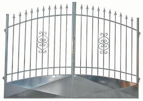 Cancello manuale battente Emilius 3500 in ferro, apertura centrale, L 358.5, H 165-195 cm, di colore grigio zincato