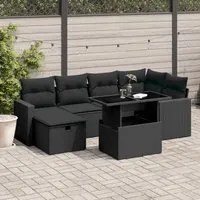 Set Divani da Giardino con Cuscini 7pz Nero Polyrattan 3274815