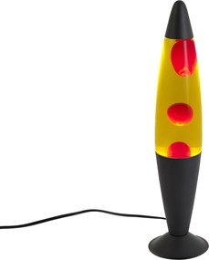Lampada da lava gialla con cera rossa con LED - Molten Lava