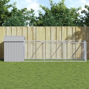 Casetta Cani Tetto Grigio Chiaro 117x405x123 Cm Acciaio Zincato /