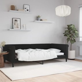 Letto Da Giorno Nero 100x200 Cm İn Velluto /