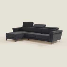 Capri Divano letto angolare con penisola contenitore e poggiatesta reclinabili - elegante tessuto smacchiabile T30