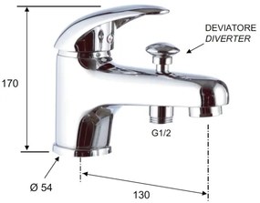 Aqualine - Miscelatore per lavabo con deviatore KASIOPEA 17 cm cromo lucido