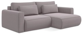 Divano angolare lavanda allungabile/con contenitore (con penisola a destra/con chaise lounge) con rivestimento in velluto Kapua – Makamii