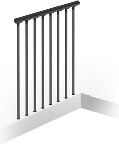 Balaustra in kit IRIS Superiore in acciaio antracite, corrimano in pvc nero, L 101 cm fissaggio a pavimento