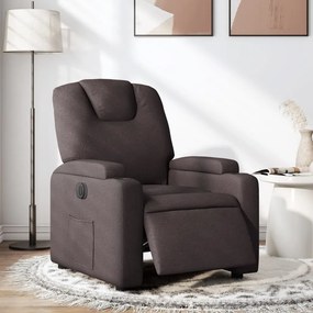 Poltrona Elettrica Reclinabile Marrone Scuro İn Tessuto /