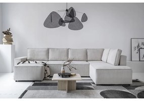 Divano letto angolare in velluto a coste bianco Brave Dave - Miuform