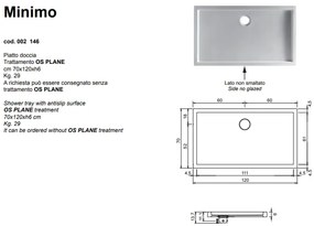 Minimo Piatto Doccia Antiscivolo 70x120 Nero Lucido