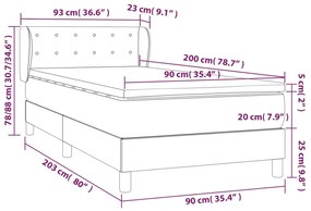 Giroletto a Molle con Materasso Nero 90x200 cm in Similpelle