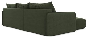 Divano angolare verde allungabile/con contenitore (con penisola a sinistra) Nanea – Makamii