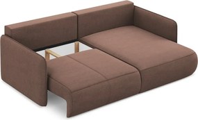 Divano angolare rosa allungabile/con contenitore (con penisola a destra) Nanea – Makamii