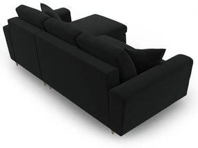 Divano angolare nero allungabile e con contenitore con rivestimento in velluto Kyoto – Cosmopolitan Design