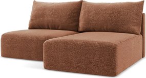 Divano angolare color mattone allungabile/con contenitore (con penisola a destra) Kalena – Makamii