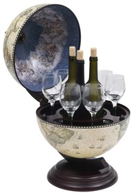 Minibar da tavola a globo supporto per vini in eucalipto verde