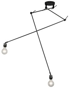 Lampada a sospensione moderna nera senza paralume 2 luci - Blitz
