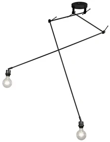 Lampada a sospensione moderna nera senza paralume 2 luci - Blitz