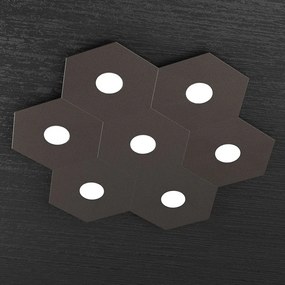 Plafoniera Moderna Hexagon Metallo Marrone 7 Luci Led 12X7W