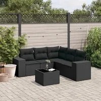 Set Divano da Giardino 6 pz con Cuscini Nero in Polyrattan 3222554