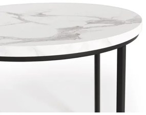 SET 2x Tavolino OREO diametro 43/53 cm nero/marmor decor