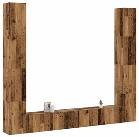 Mobili Tv A Parete 6 Pz Legno Vecchio Legno Multistrato /