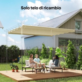 Tetto di Ricambio per Pergola Gazebo da Giardino 300x400 cm in Poliestere Crema...