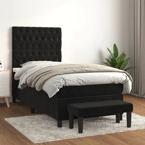 Giroletto A Molle Con Materasso Nero 80x200 Cm İn Velluto /