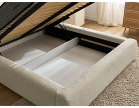 Letto matrimoniale imbottito beige con contenitore con rete inclusa 180x200 cm Orlane – Bobochic Paris