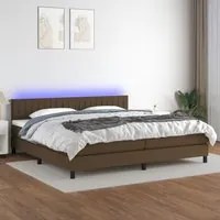 Letto a Molle Materasso e LED Marronescuro 200x200cm in Tessuto cod mxl 56427