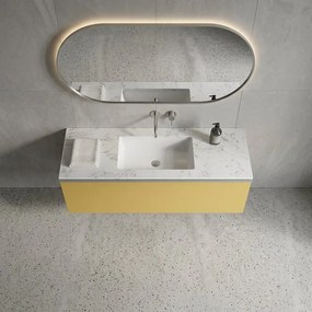 Mobile da bagno sospeso sotto lavabo Pixel plain 1 cassetto L 120 x H 40 x P 45.5 cm giallo laccato opaco con maniglia alluminio brillante